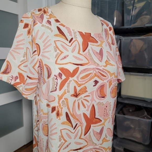 Entro Shift Dress Abstract print pastel earth tone neutrals Size Small - Picture 9 of 16